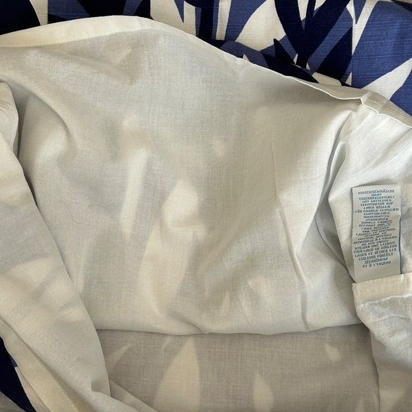 Women's Boden Size 6 Petite Blue Savannah Leaf Print Slub Cotton Sheath Dress - Picture 6 of 7